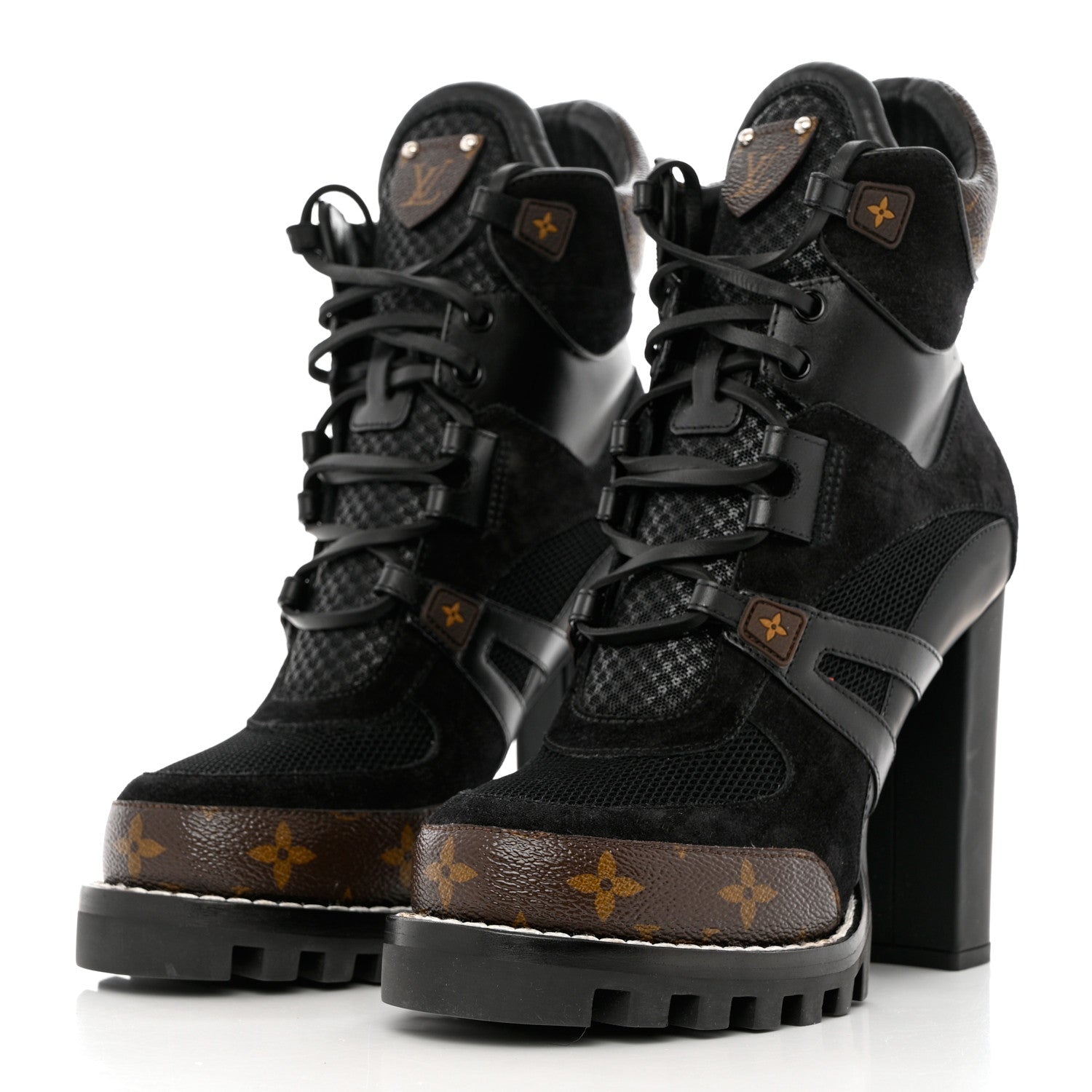 Louis Vuitton Suede Calfskin Monogram Star Trail Ankle Boots 39 Black 3 of 9