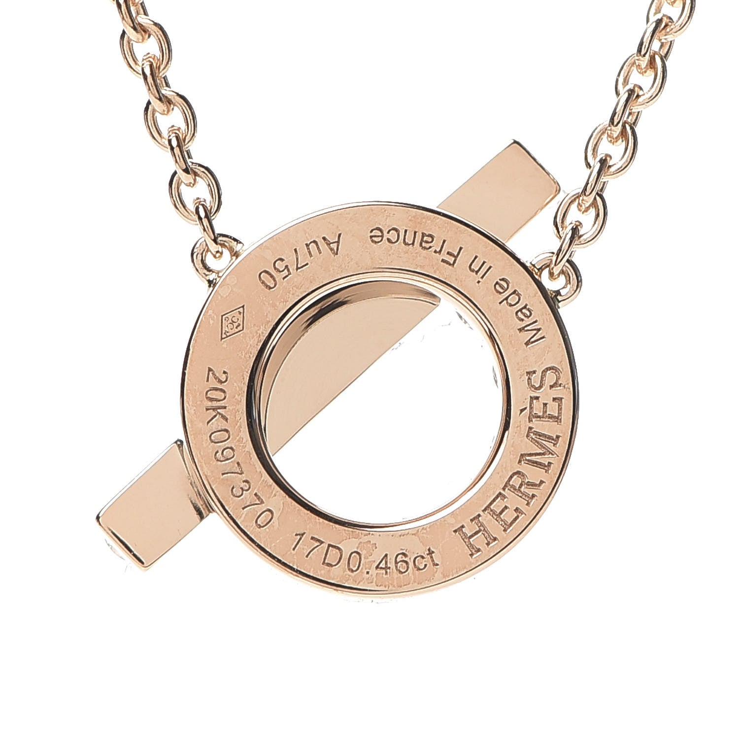 Hermes 18K Rose Gold Diamond Finesse Pendant Necklace 5 of 6
