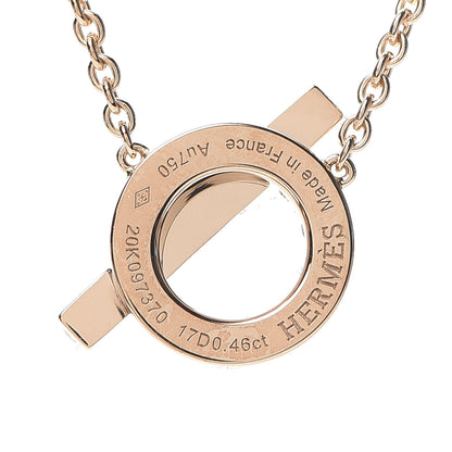 Hermes 18K Rose Gold Diamond Finesse Pendant Necklace 5 of 6