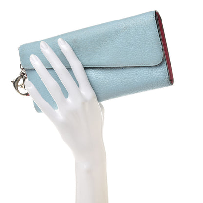 Christian Dior Bullcalf Diorissimo Long Wallet Sky Blue Pink 2 of 19