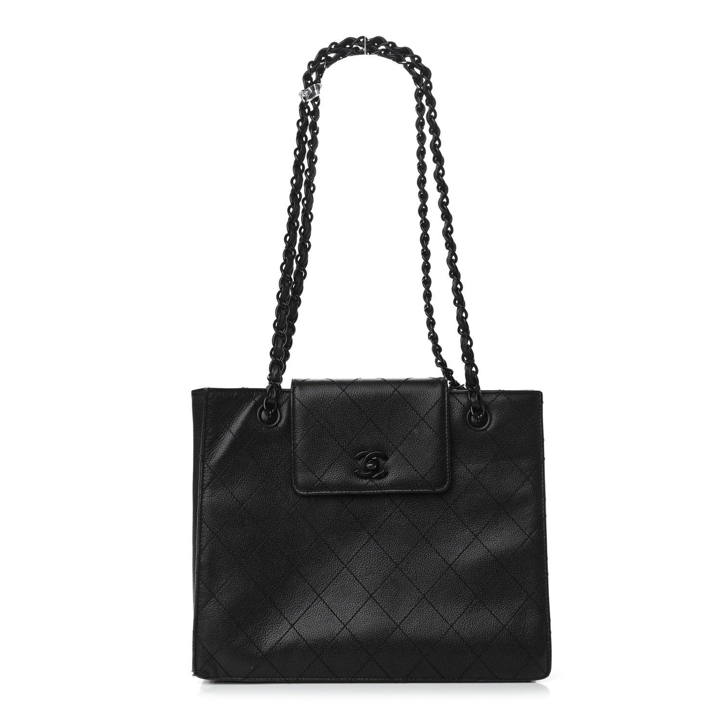 Caviar Diamond Stitched Tote So Black