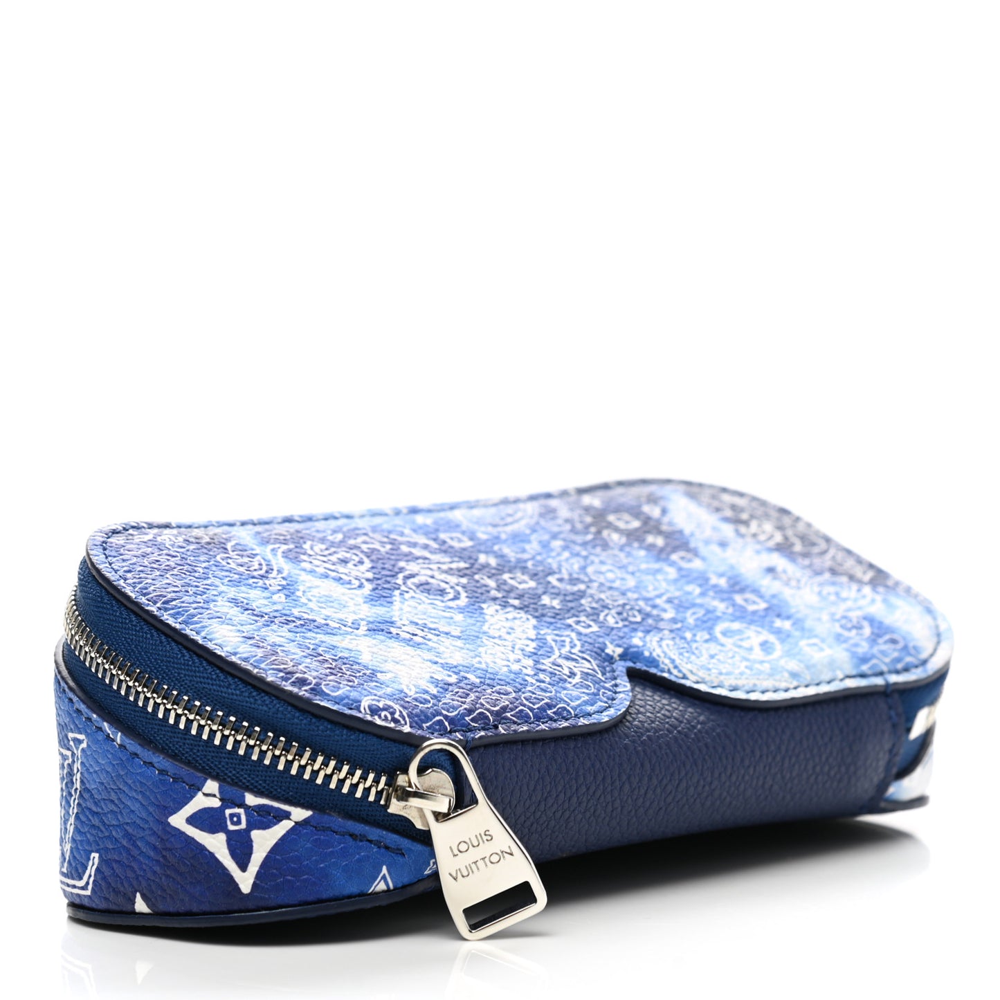 Cowhide Monogram Bandana Sunglasses Case GM Blue White