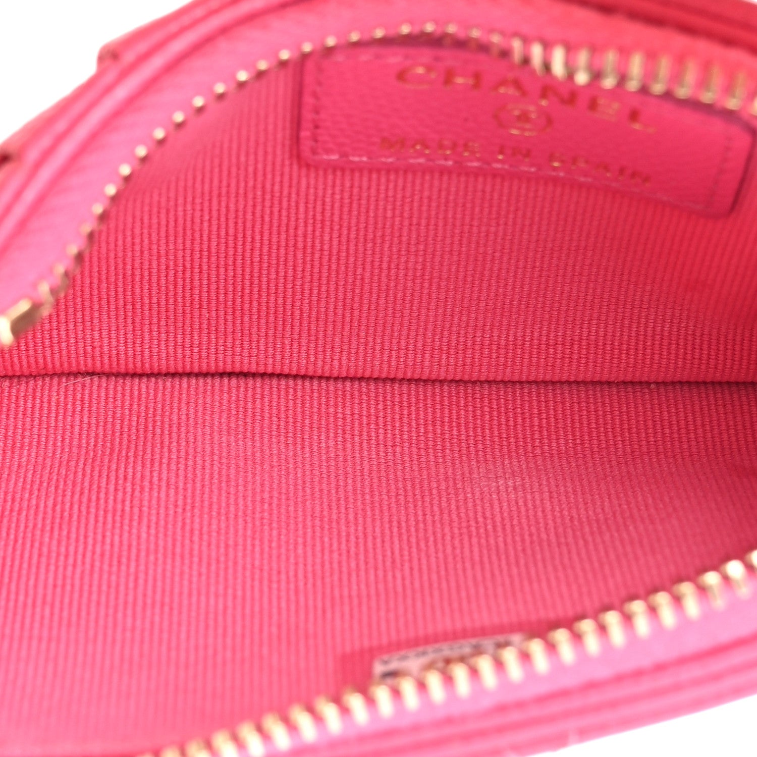 Chanel Caviar Quilted Flap Zip Card Holder Dark Pink 6 of 14