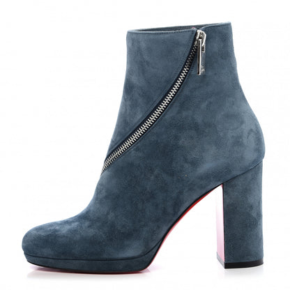 Christian Louboutin Veau Velours Birgitta 100 Zip Around Ankle Bootie 35 Tempete 1 of 8
