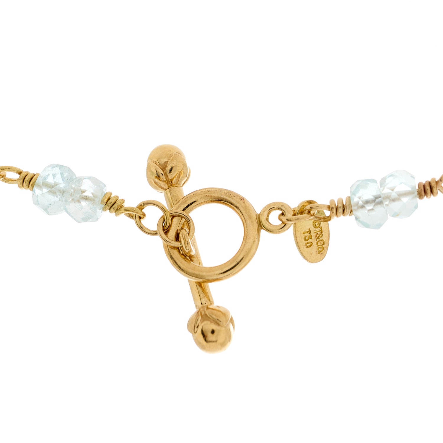 Tiffany 18K Yellow Gold Aquamarine Briolette Necklace 3 of 4