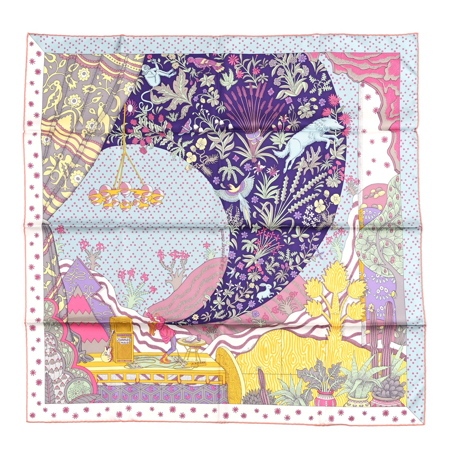 Hermes Silk Le Premier Chant Scarf 90 Violet Bleu Glacier 1 of 6