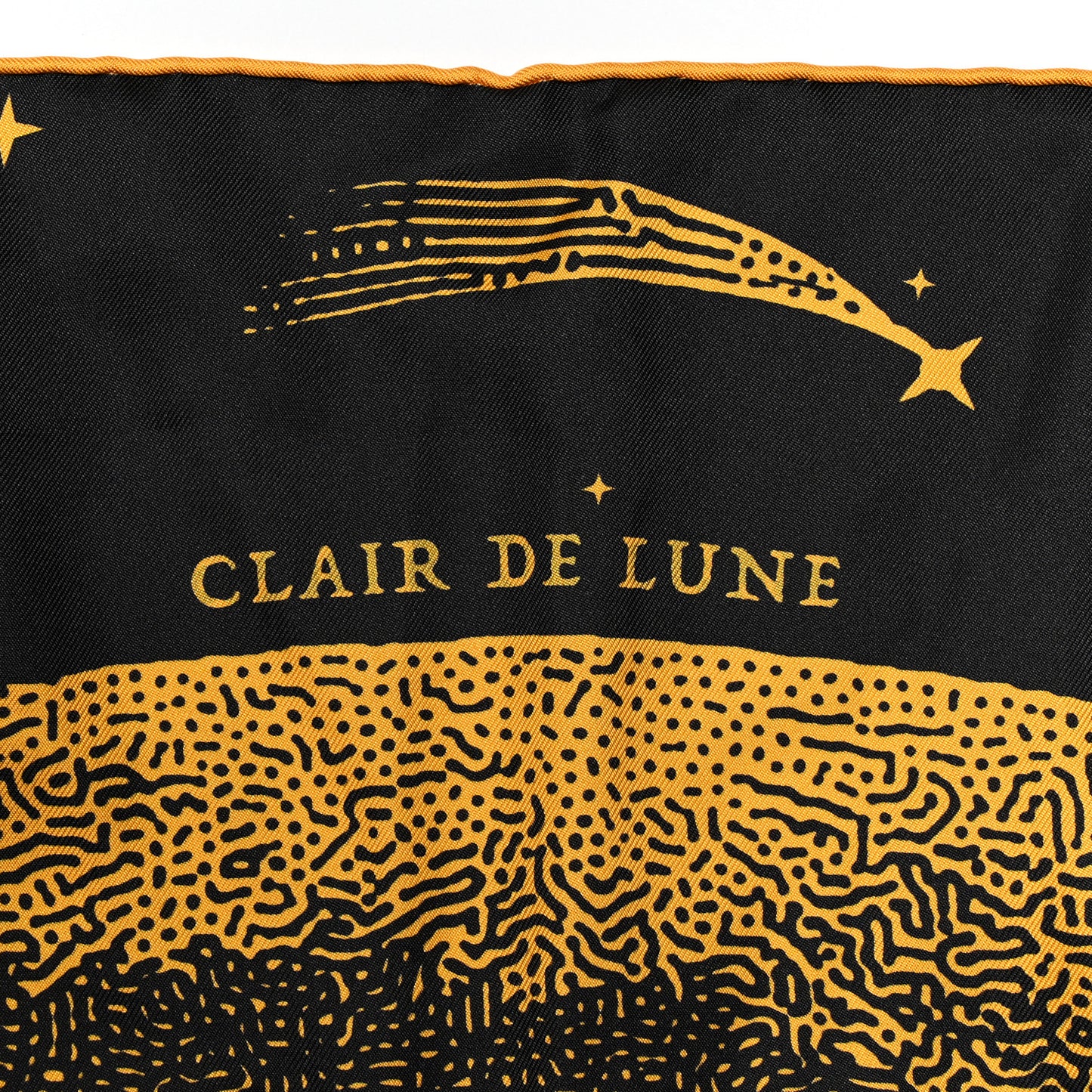 Silk Clair De Lune Double Face Scarf 90 Black Jaune D'Or Bleu