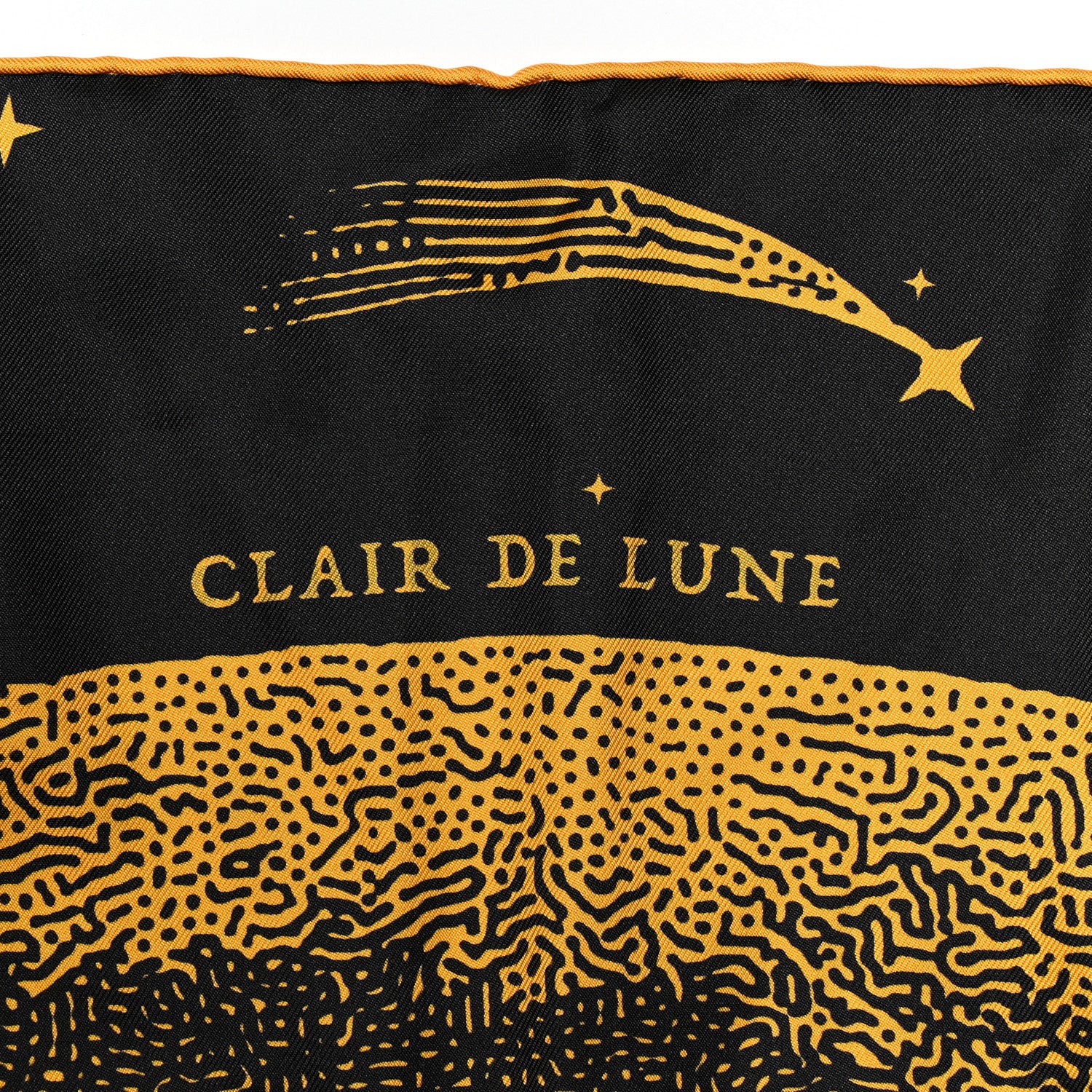 Hermes Silk Clair De Lune Double Face Scarf 90 Black Jaune D'Or Bleu 4 of 6