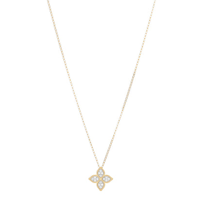 Roberto Coin 18K Yellow White Gold Diamond Medium Princess Flower Pendant Necklace 1 of 4