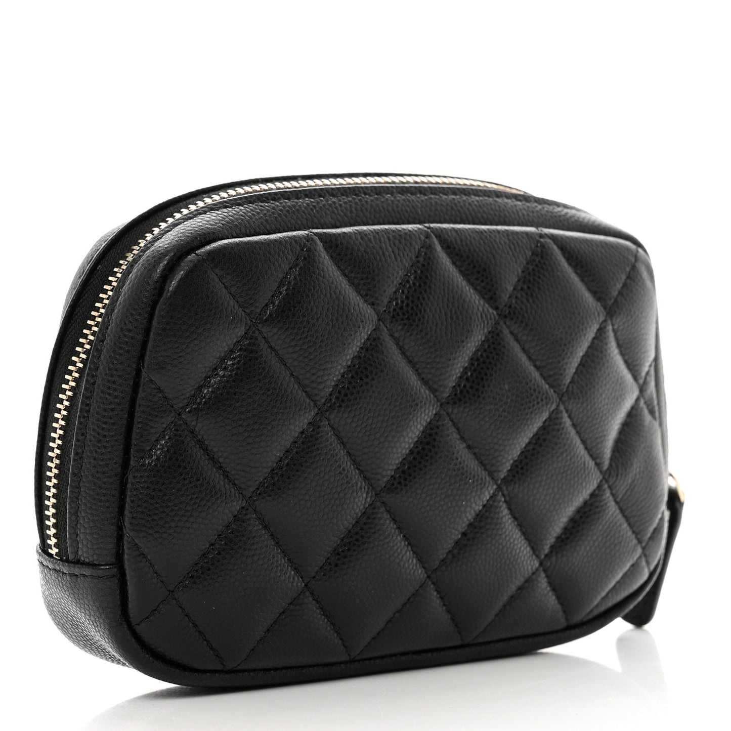 Caviar Quilted Curvy Pouch Cosmetic Case Black