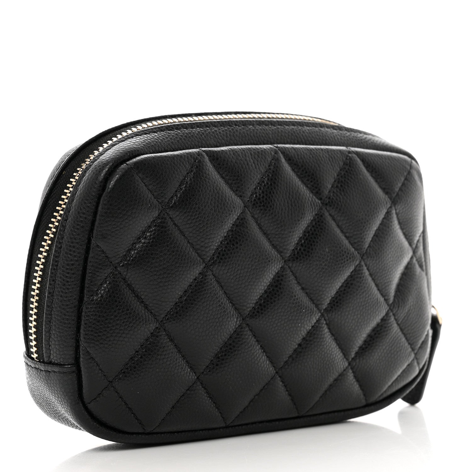 Chanel Caviar Quilted Curvy Pouch Cosmetic Case Black 3 of 8