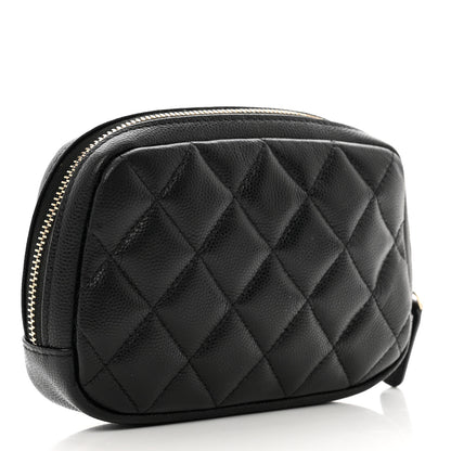 Chanel Caviar Quilted Curvy Pouch Cosmetic Case Black 3 of 8
