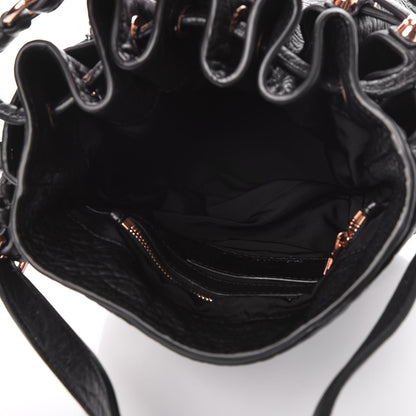 Alexander Wang Pebbled Lambskin Diego Bucket Drawstring Bag Black Rose Gold Hardware 6 of 9