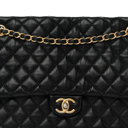 Chanel Lambskin Quilted Large Fluffy CC Shopping Tote Black 8 of 12