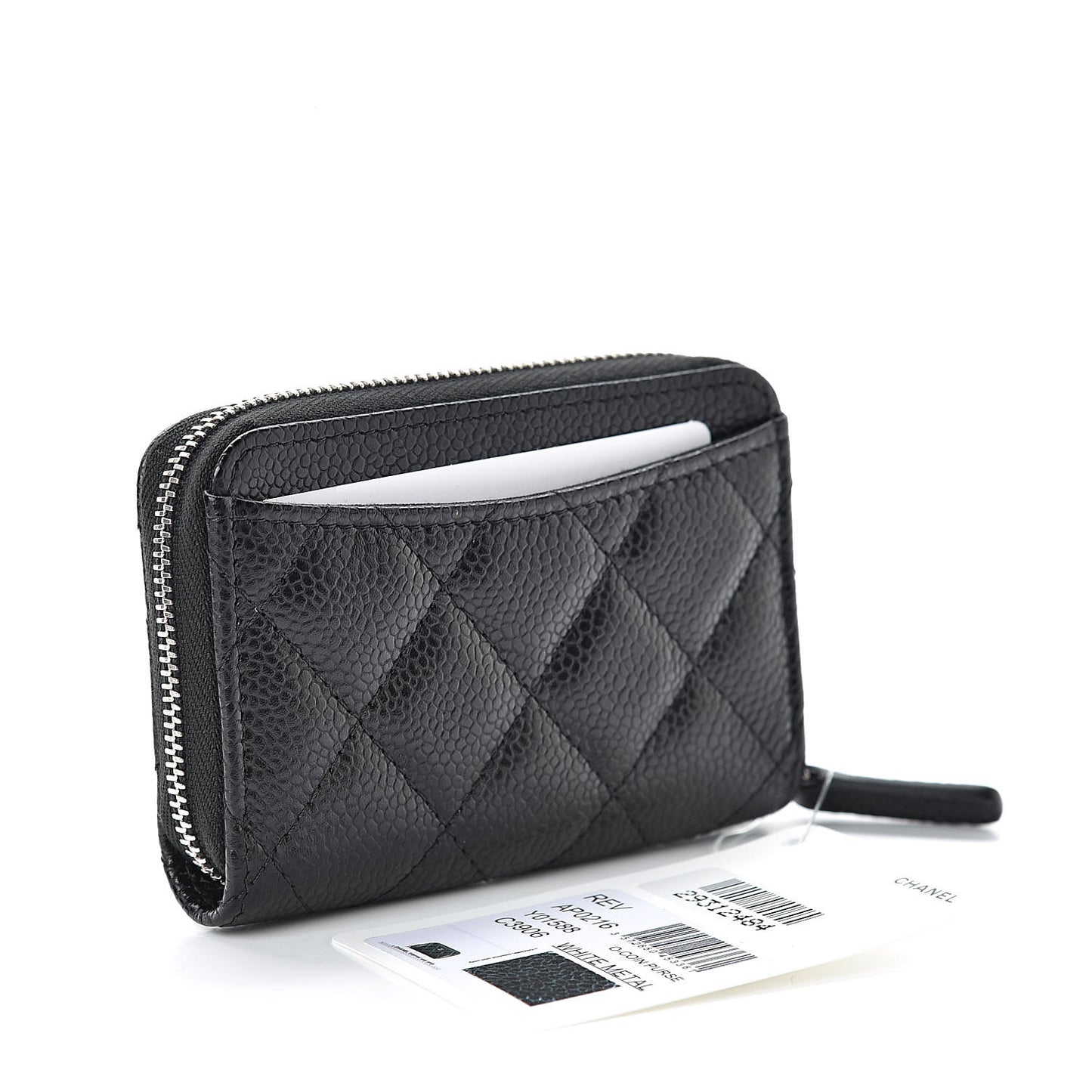 Caviar Quilted Zip Coin Purse Black