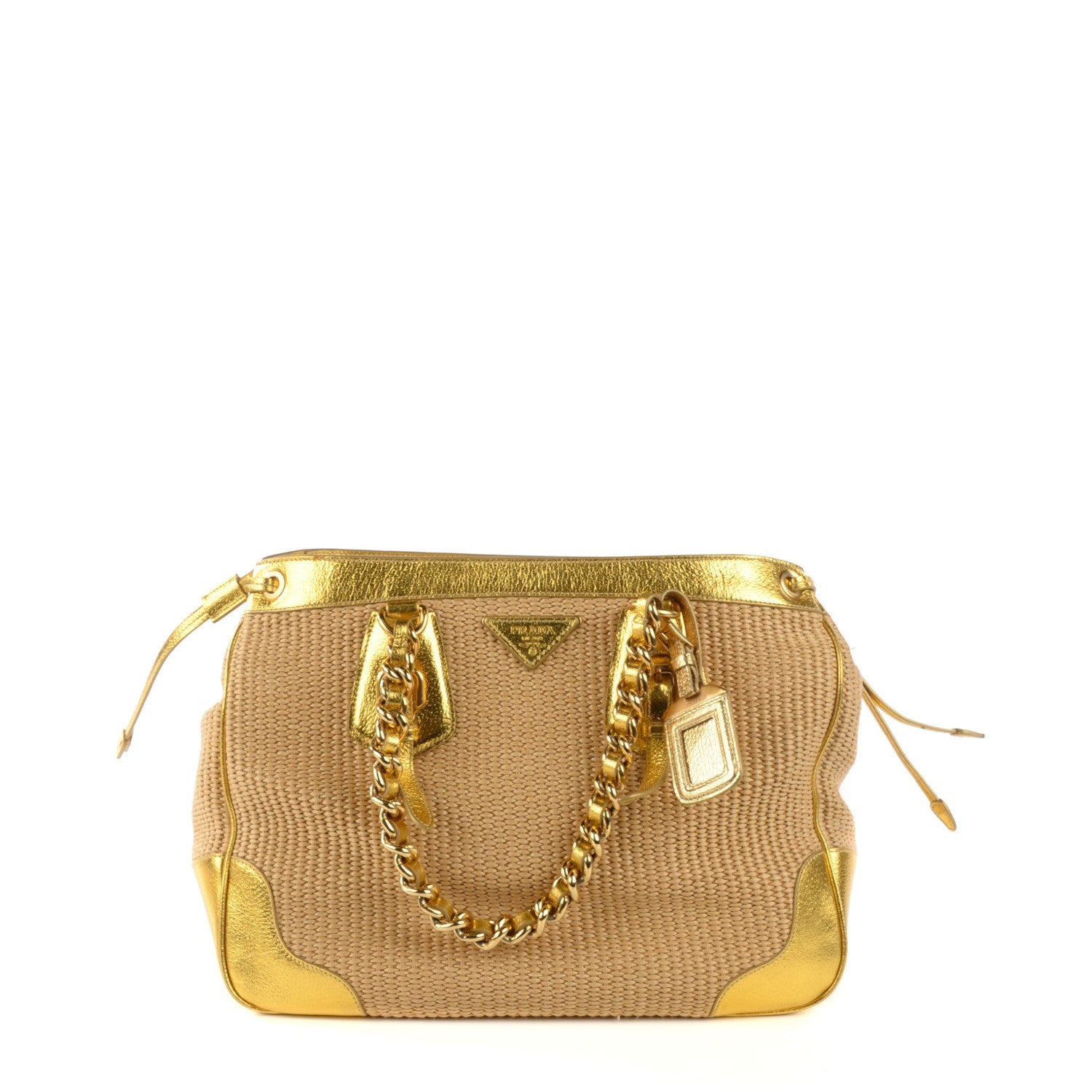 Prada Paglia Cinghiale Tote Naturale Oro 1 of 9
