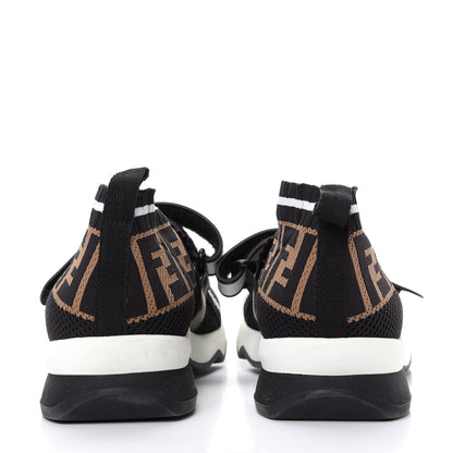 Fendi Stretch Yarn FF Stiff Band Rockoko Sneakers 38.5 Black White Tobacco 7 of 9