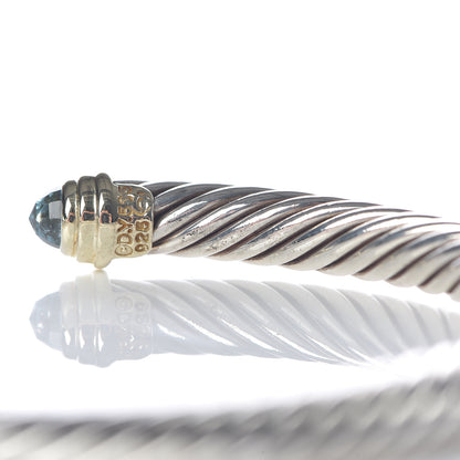 David Yurman Sterling Silver 14K Yellow Gold Blue Topaz 5mm Cable Classics Petite Color Bracelet 4 of 5