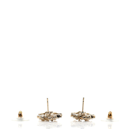 Chanel Pearl Crystal CC Flower Earrings Gold 3 of 5
