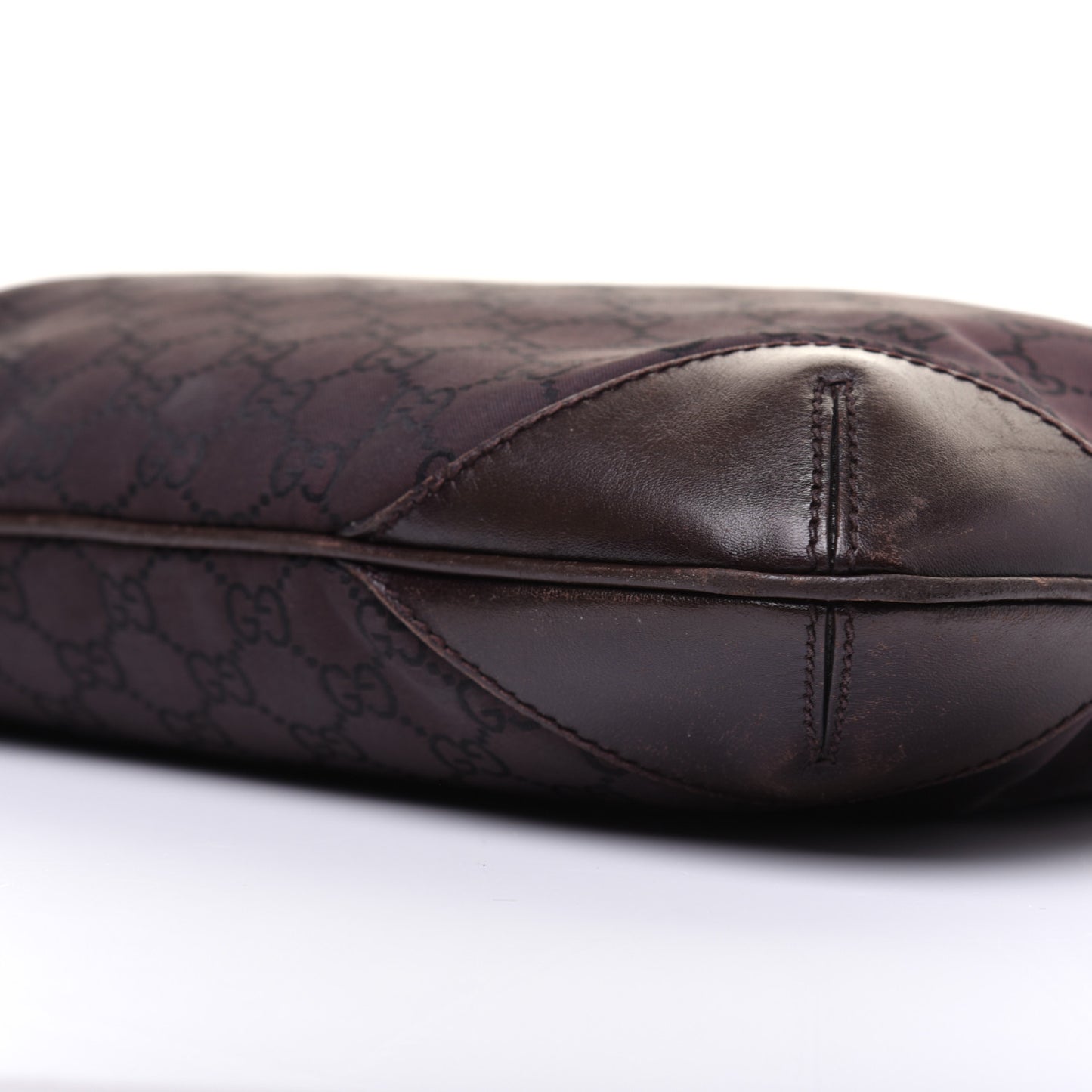 Nylon Monogram Signature Hobo Shoulder Bag Dark Brown