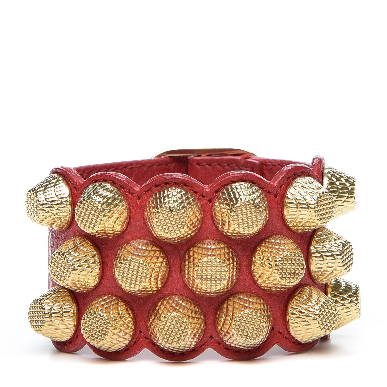 Balenciaga Agneau Arena Three Row Giant Gold Bracelet Rouge Cardinal 1 of 4