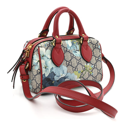 Gucci GG Supreme Monogram Blooms Mini Boston Navy Blue Hibiscus 3 of 14