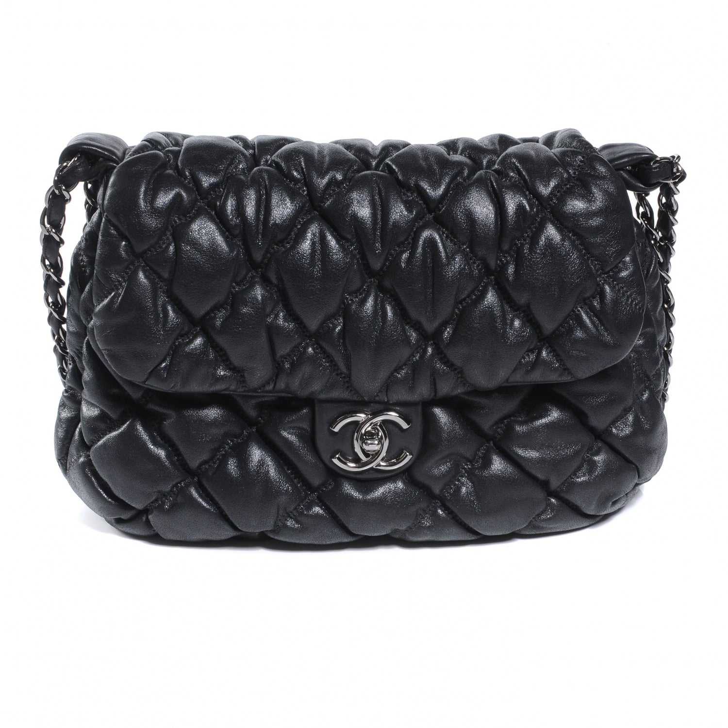 Chanel Lambskin Bubble Quilt Flap Bag Black 1 of 7