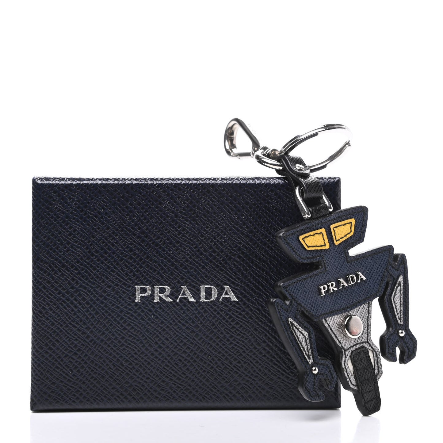 Saffiano Robot Trick Keychain Black