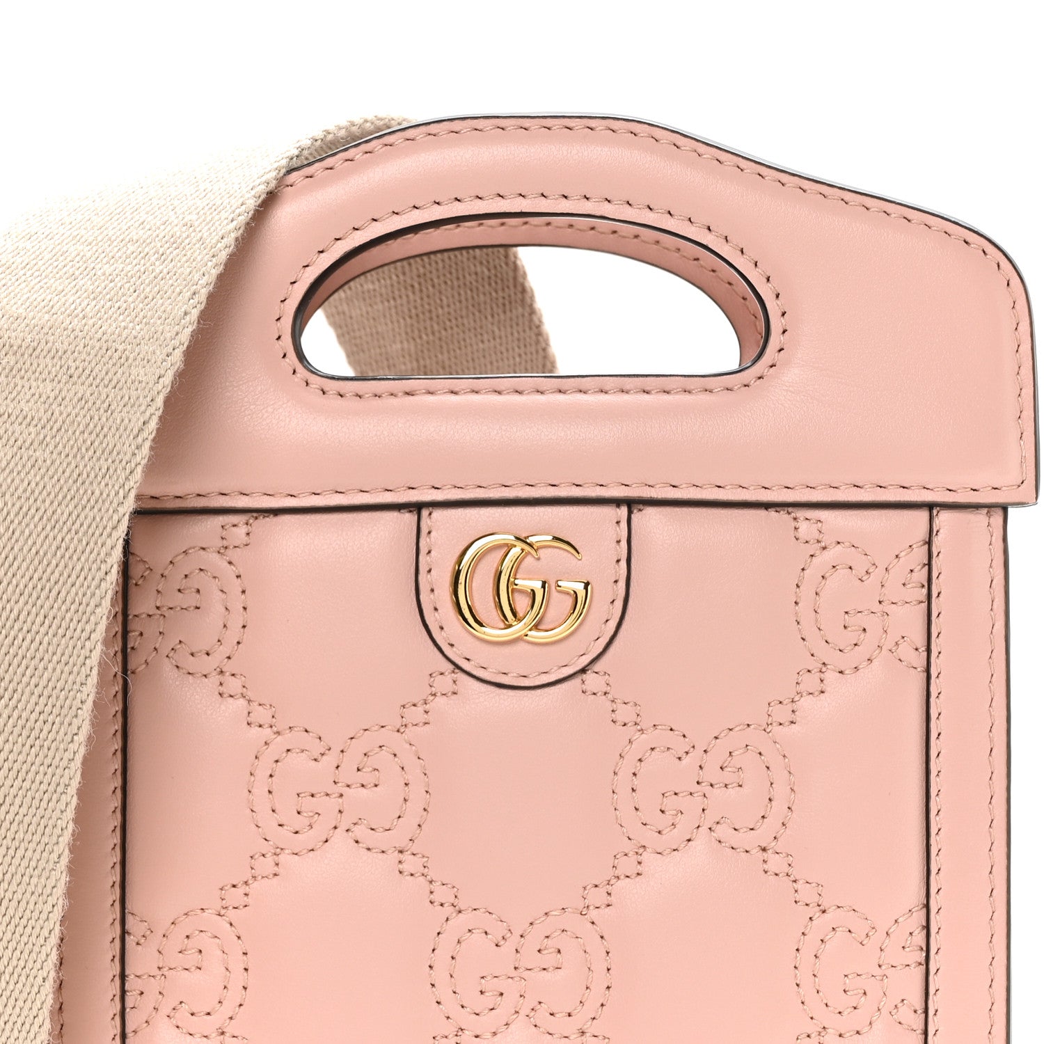 Gucci Calfskin GG Matelasse Mini Top Slip Handle Crossbody Bag Perfect Pink Natural 8 of 11