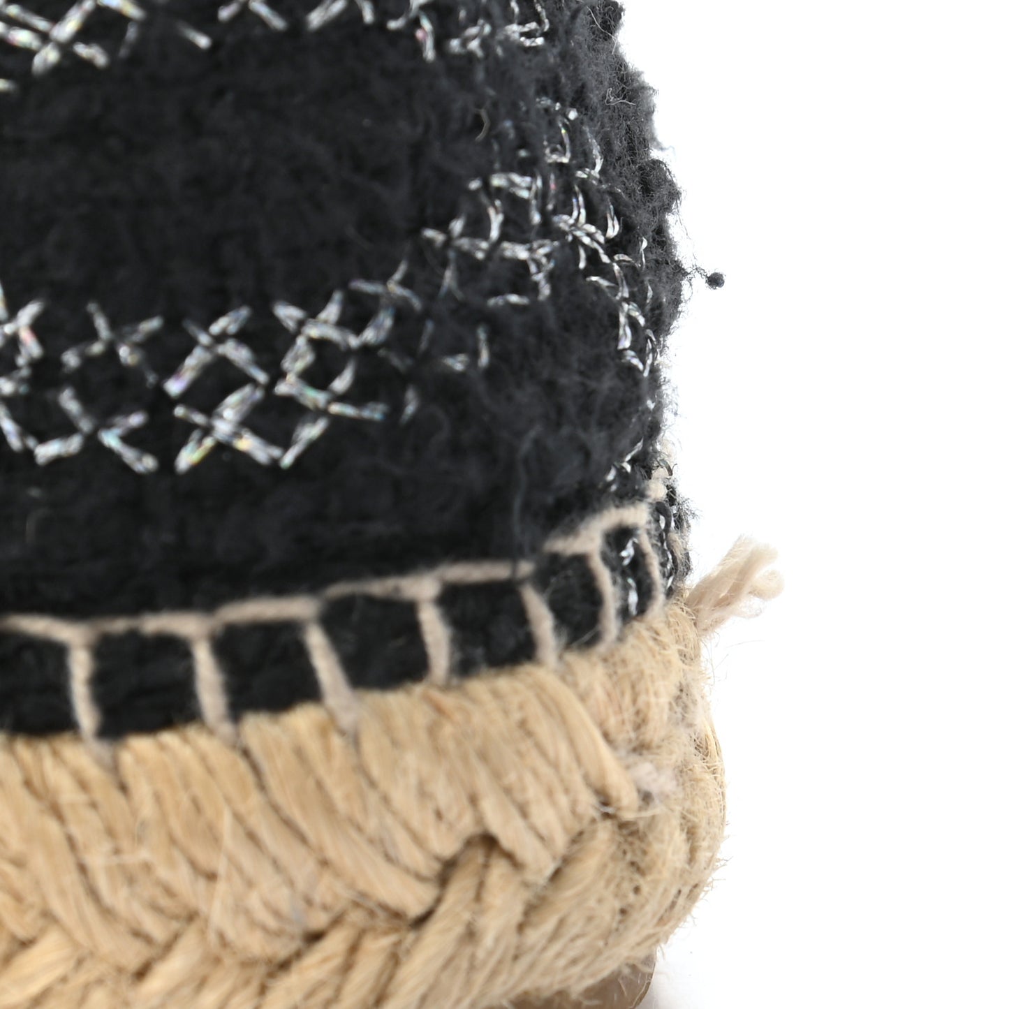 Tweed Lambskin CC Espadrilles 37 Black Silver