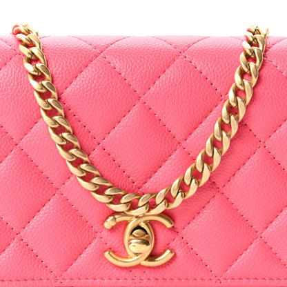 Chanel Caviar Quilted Sweetheart Wallet On Chain WOC Fuchsia 9 of 12