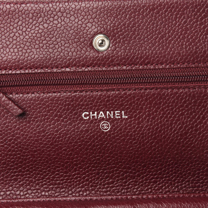 Chanel Caviar Timeless CC Wallet on Chain WOC Dark Red 6 of 16