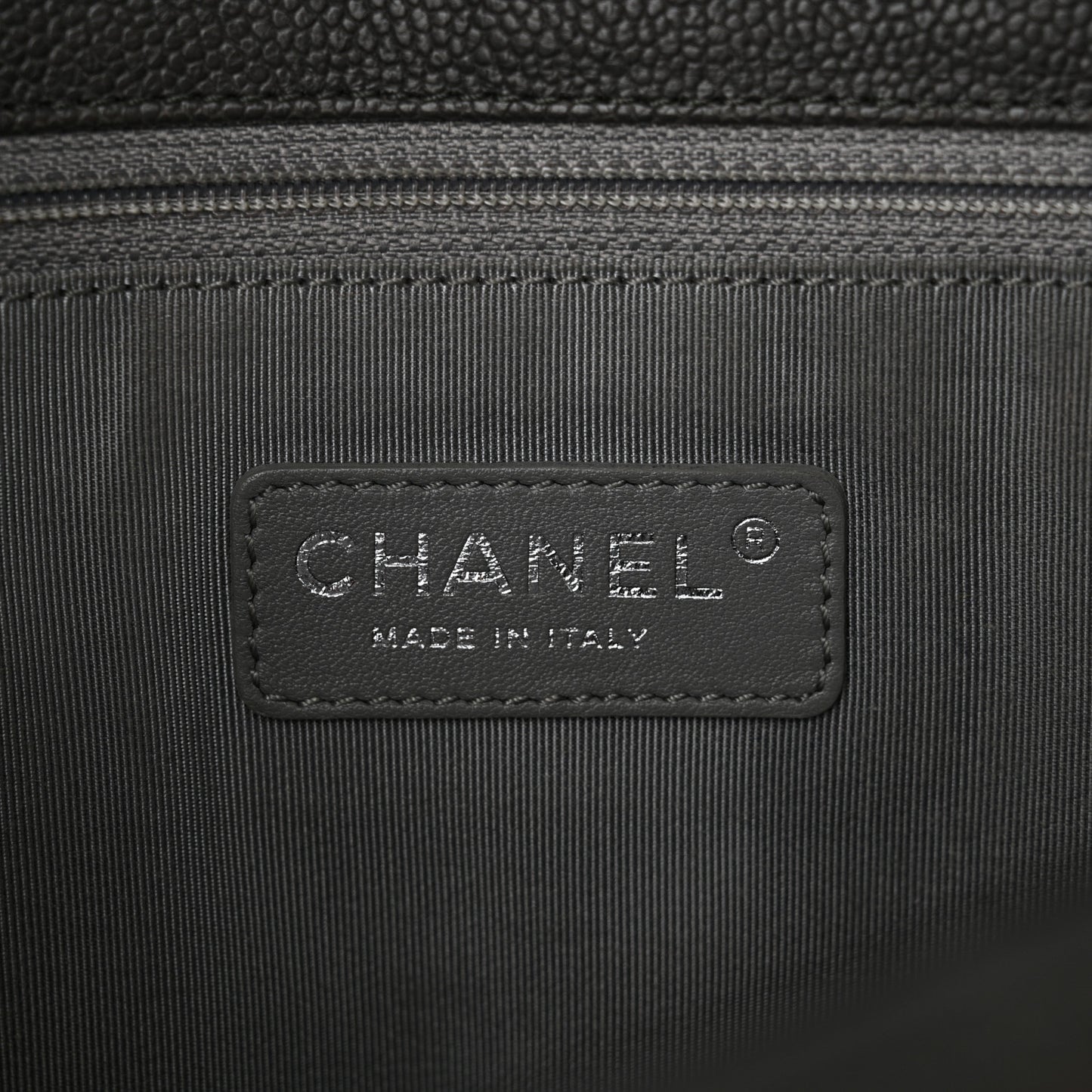 Caviar Quilted Large French Riviera Flap Dark Grey