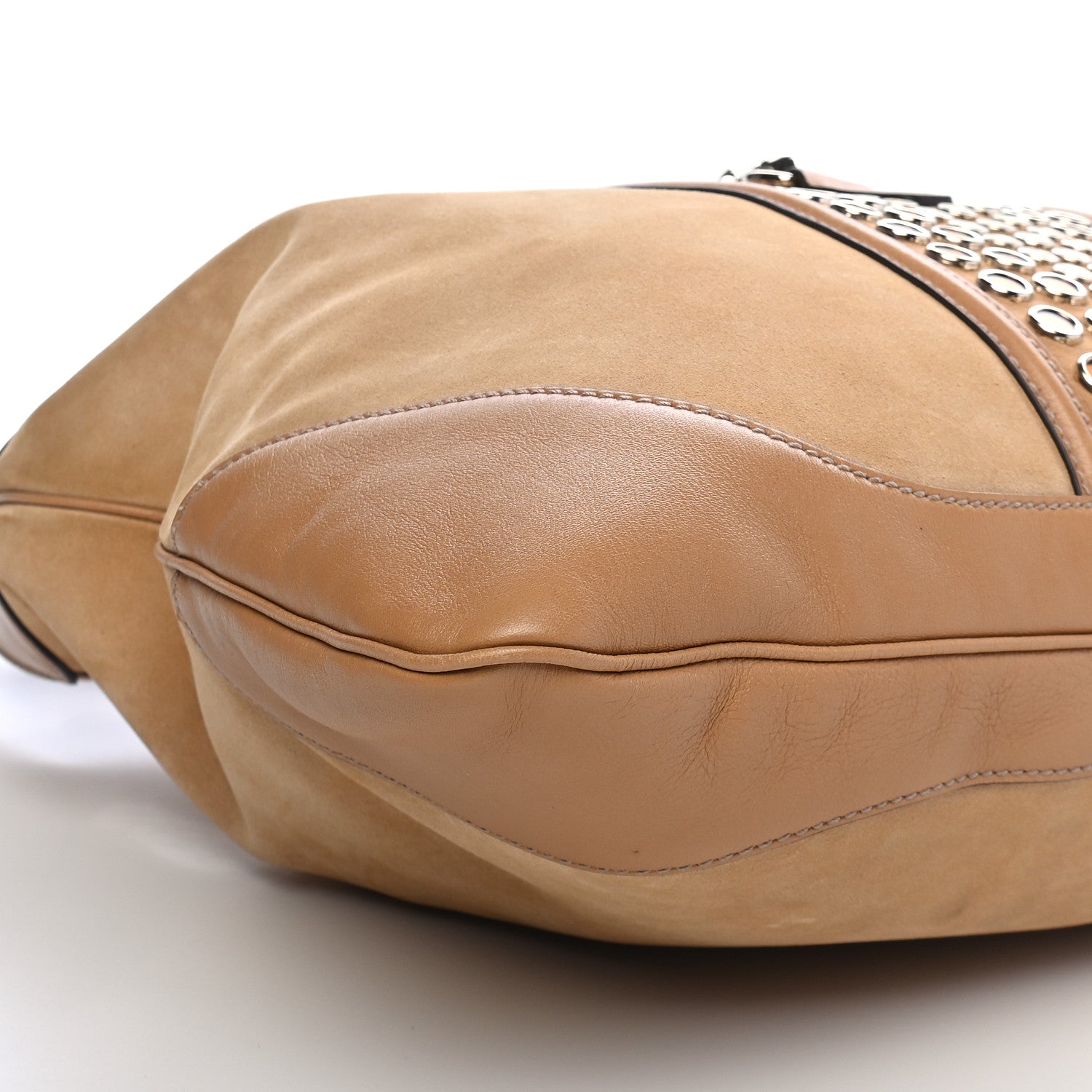 Gucci Suede Studded Jackie O Bouvier Hobo Light Brown 7 of 9