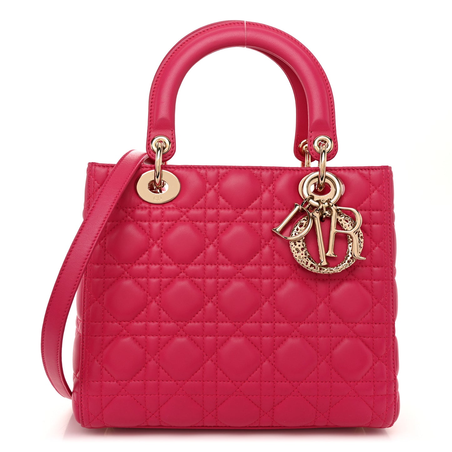 Lambskin Cannage Medium Lady Dior Pink