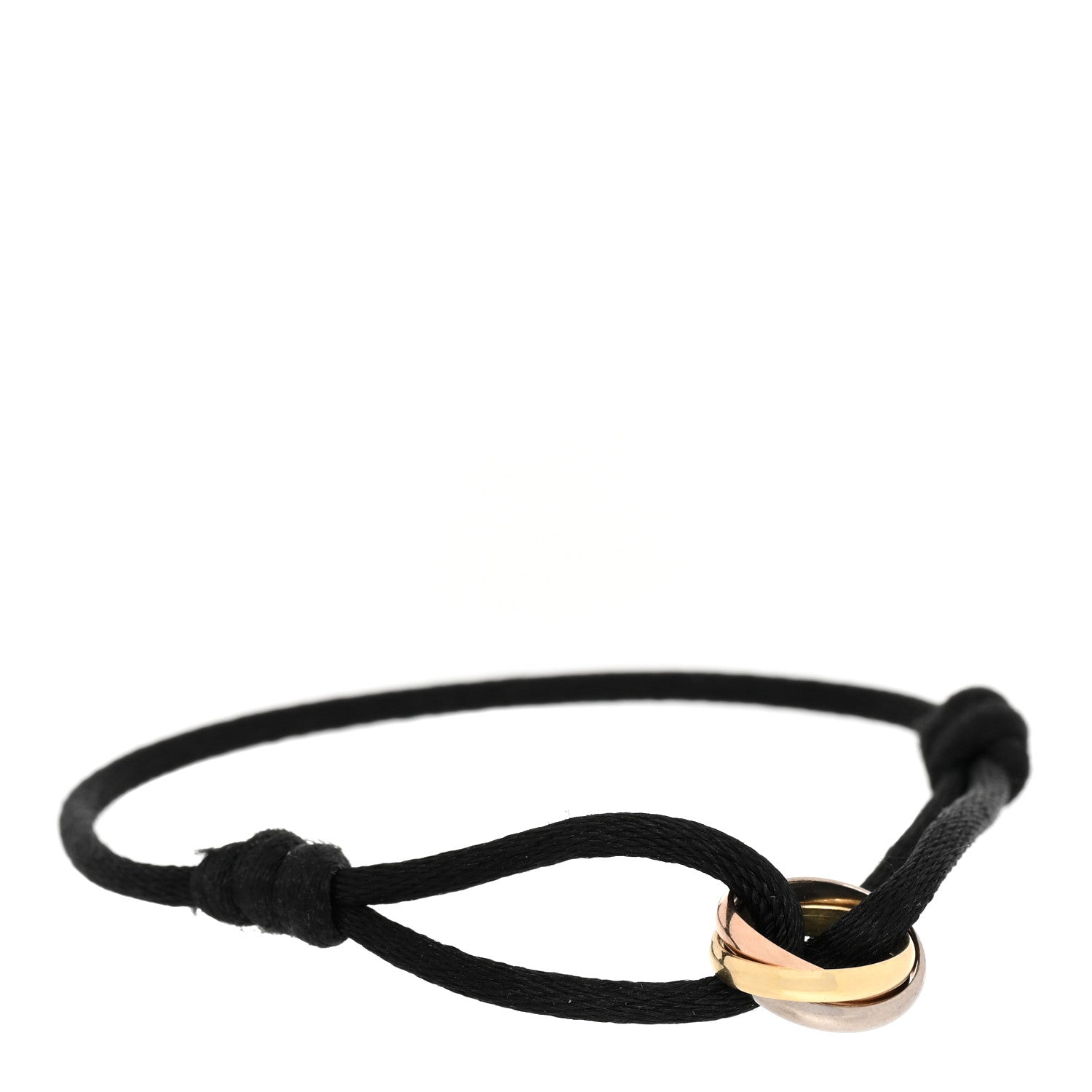 Cartier 18K Pink Yellow White Gold Trinity Adjustable Cord Bracelet Black 1 of 5