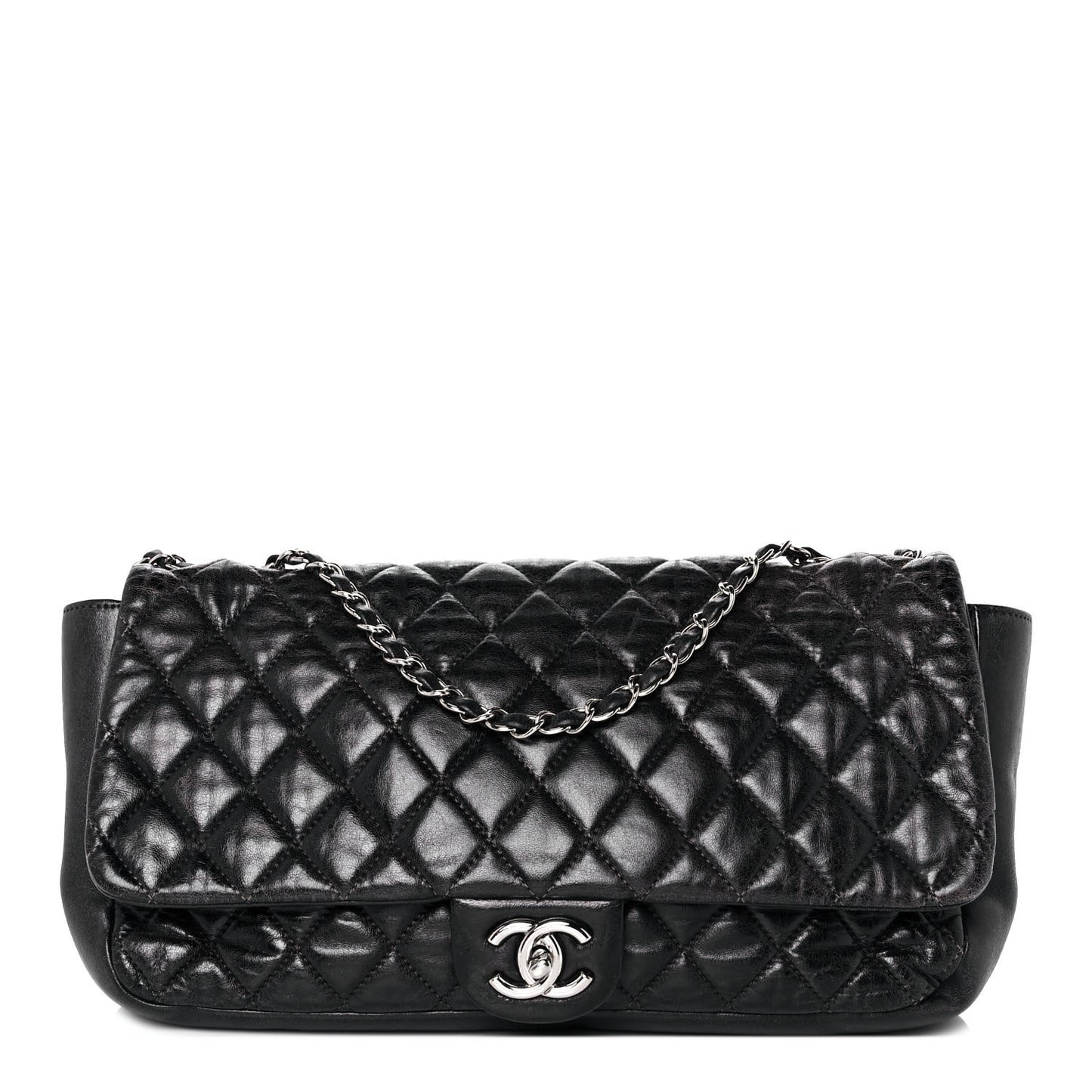 Lambskin Quilted Jumbo Coco Rain Flap Black