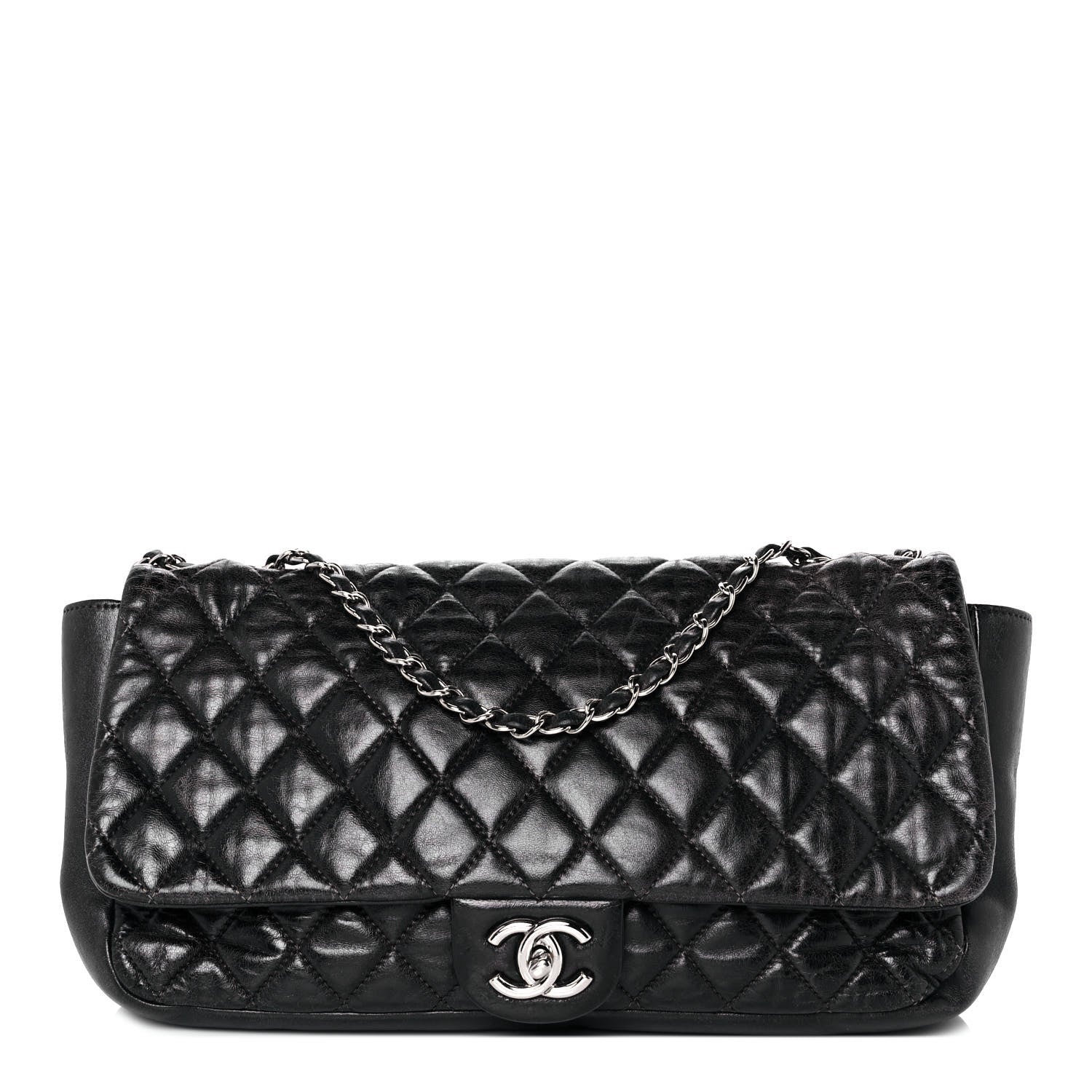 Chanel Lambskin Quilted Jumbo Coco Rain Flap Black 1 of 14