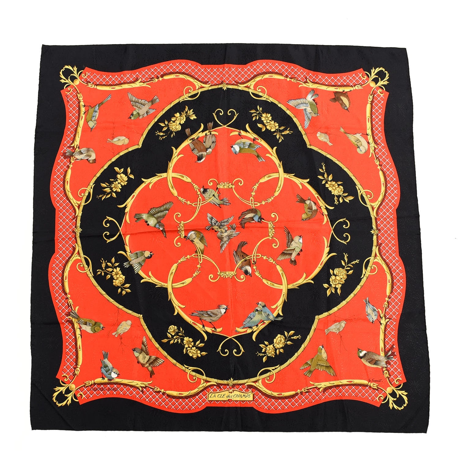 Hermes Silk La Cle De Champs Scarf 90 1 of 5