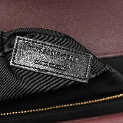 Saint Laurent Grain De Poudre Matelasse Chevron Large Monogram Satchel Rouge Legion 7 of 13