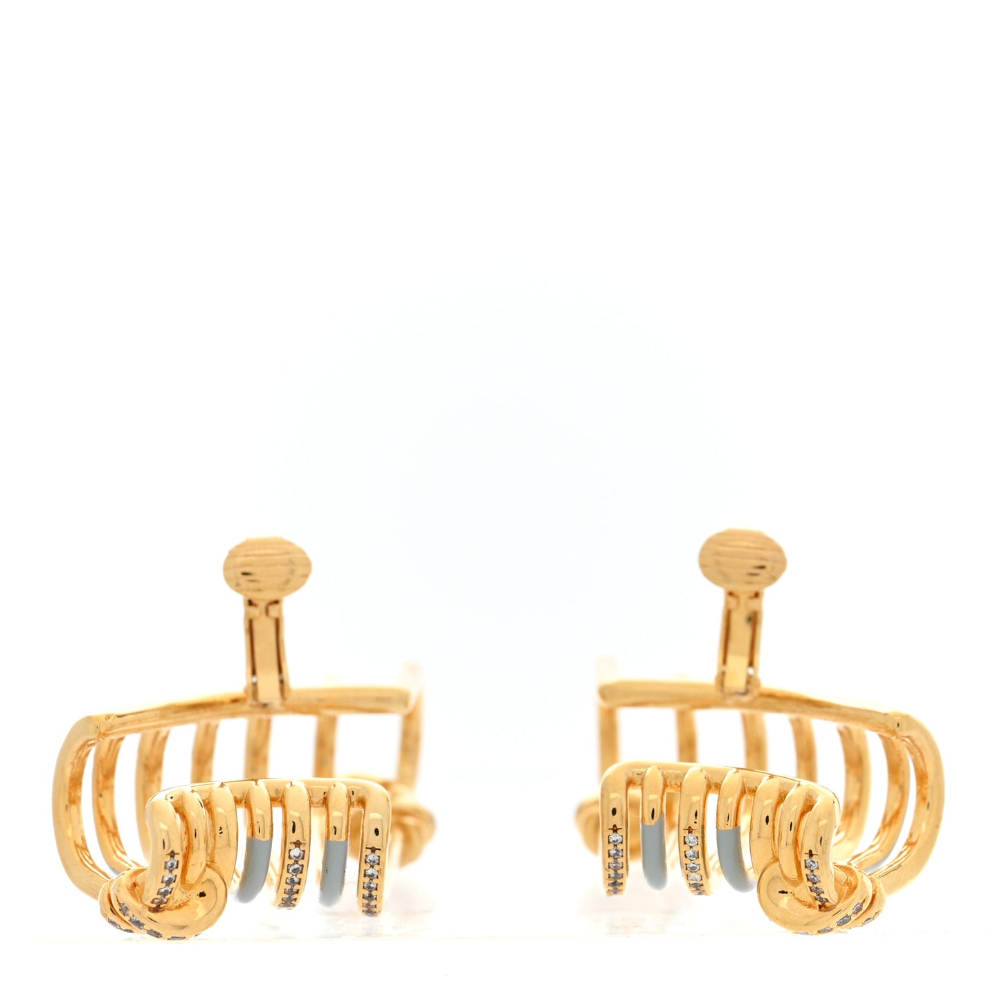 Metal Resin Crystal Filo Ear Cuffs Gold Blue