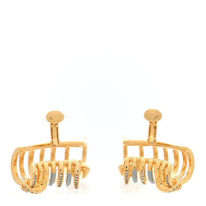 Fendi Metal Resin Crystal Filo Ear Cuffs Gold Blue 5 of 8