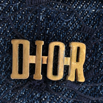 Christian Dior Cotton Denim Arty Beret Cap With Veil 57 Blue 18 of 18
