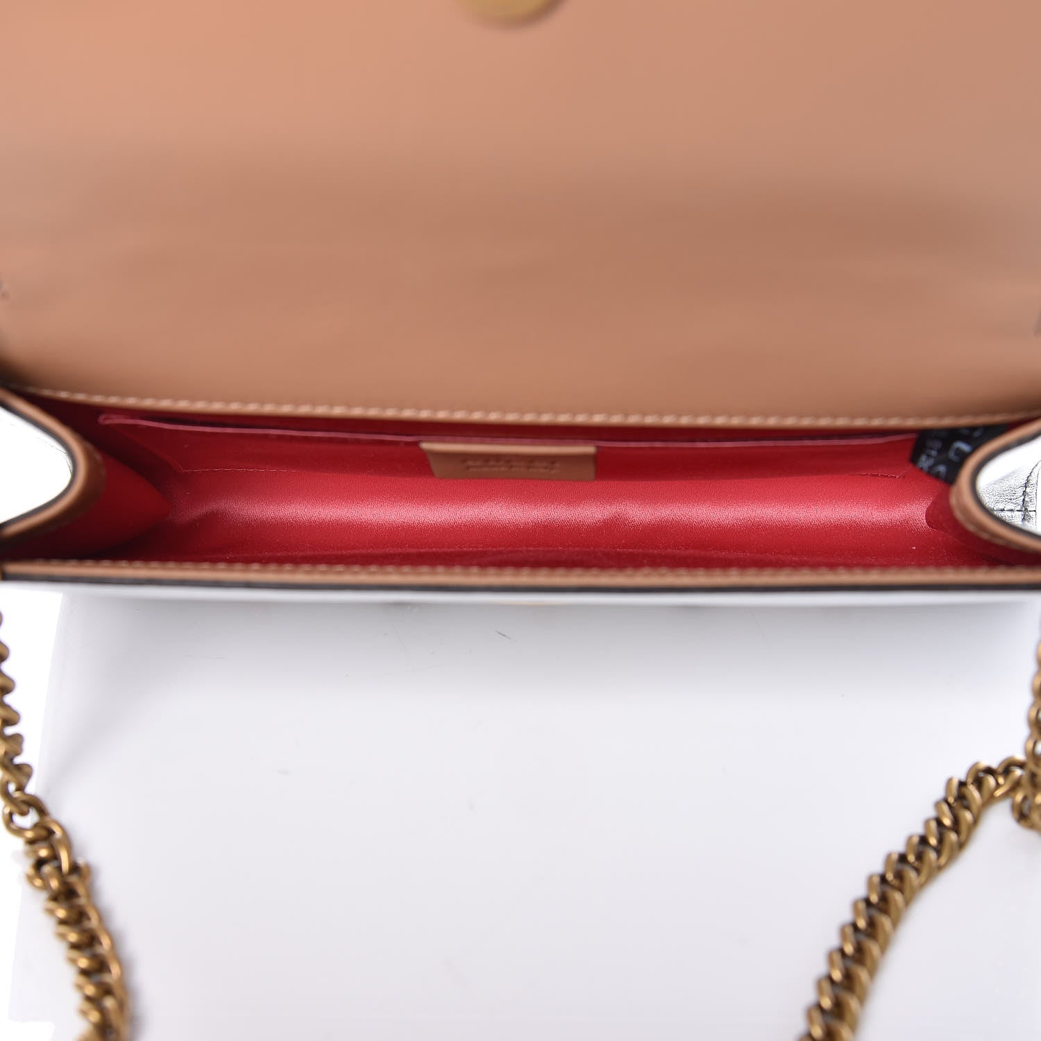 Gucci Metallic Nappa Embellished Tiger Broadway Chain Clutch Silver 5 of 9