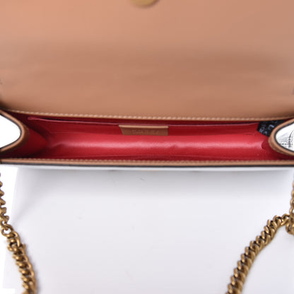 Gucci Metallic Nappa Embellished Tiger Broadway Chain Clutch Silver 5 of 9
