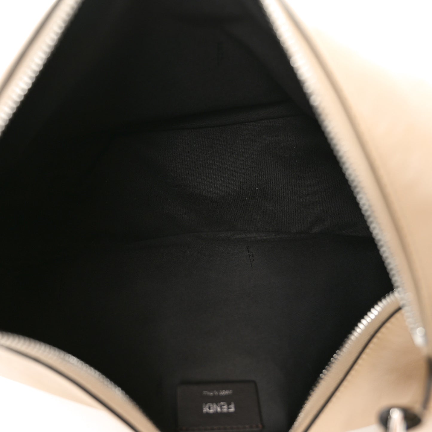 Vitello Grace Matte Metal Handle Medium Fendigraphy Hobo Bag Beige Amido