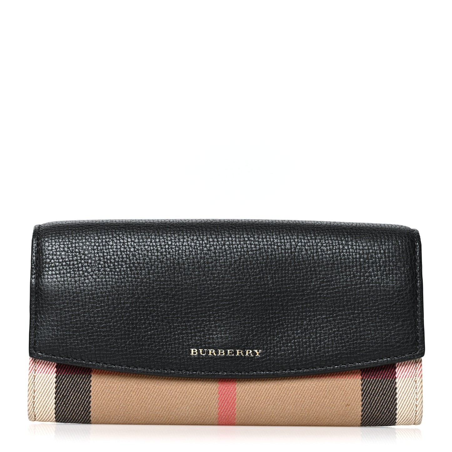 Calfskin House Check Porter Continental Wallet Black