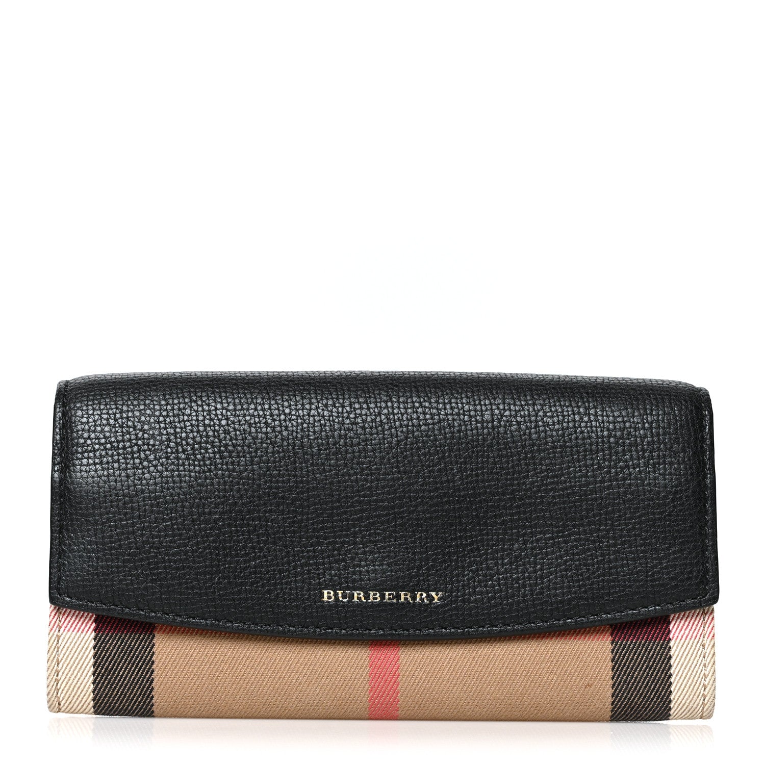 Burberry Calfskin House Check Porter Continental Wallet Black 1 of 9