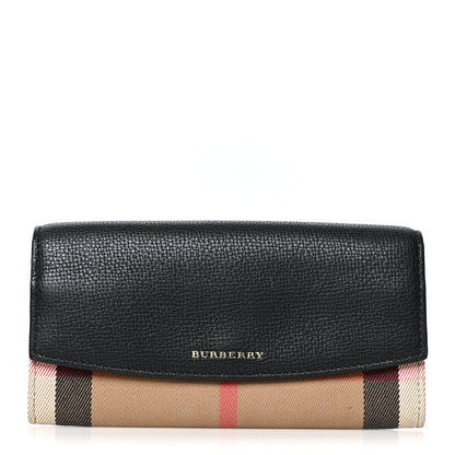 Burberry Calfskin House Check Porter Continental Wallet Black 1 of 9