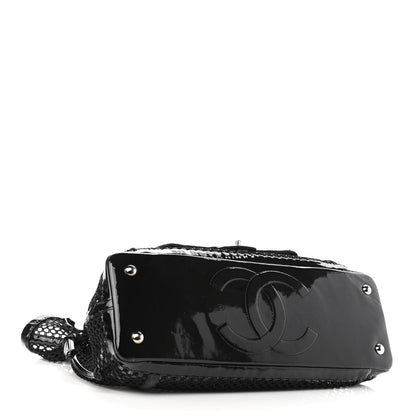 Chanel Patent Net Large La Madrague Tote Black 4 of 10